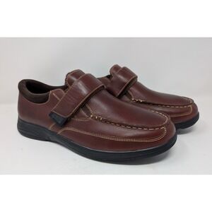 Anodyne Mens 12 XW Brown Leather Hook & Loop Casual Dress Shoes VERY NICE